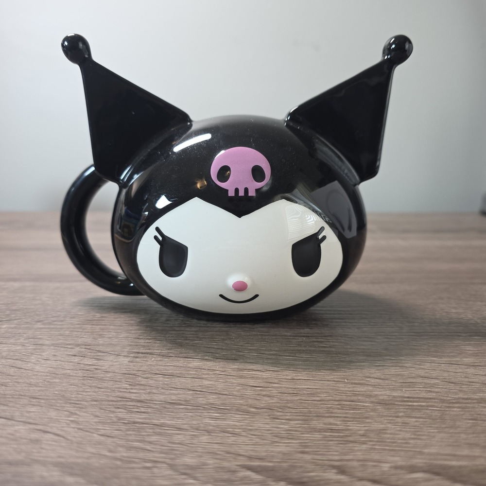 Sanrio Kuromi 3D Sculpted Ceramic Mug Black Pink Skull Bioworld 2023